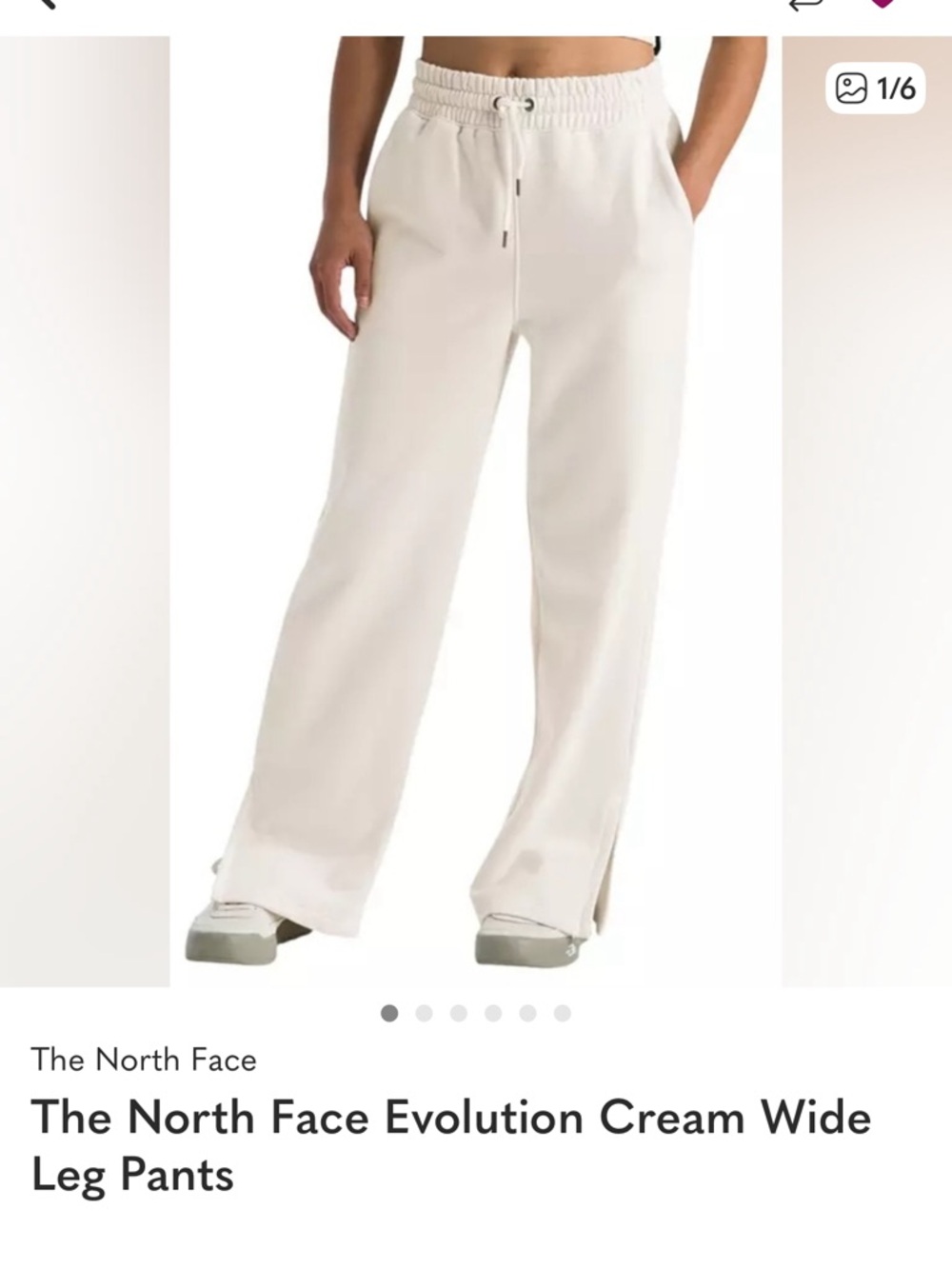 Women’s Cream North Face Fleece Wide Leg Sweatpants Size Medium